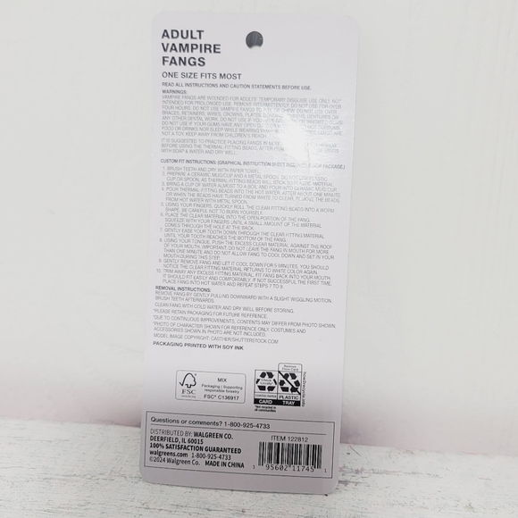 Halloween Adult Vampire Fangs, One Size Fits Most - Picture 2 of 2